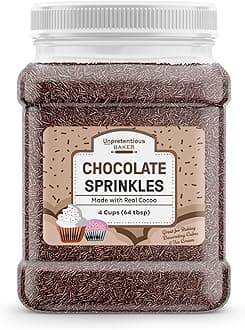 Unpretentious Chocolate Sprinkles, 4 Cups, Made with Real Cocoa, Decorative Dessert Topping