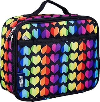 Wildkin Kids Insulated Lunch Box Bag for Boys & Girls, Reusable Kids Lunch Box is Perfect for Elementary, Ideal Size for Packing Hot or Cold Snacks for School & Travel Bento Bags (Rainbow Hearts)