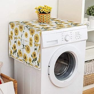 Anti-slip Washer and Dryer Top Covers,Dustproof Washer and Dryer Covers for The Top Fridge Dust Cover With 4 Storage Bags Sunflower