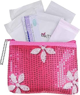 Menstruation Kit - First Kit to-go! (Starter Kit with Organic & Biodegradable Pads) (Pink)