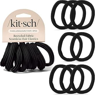 Hair Ties No Damage - Strong, Stretchy Hair Bands | Soft Nylon Ponytail Holders, Snag-Free Rubber Bands, Perfect for Updos & Braids | Ideal Gifts for Women - Black, 8pcs