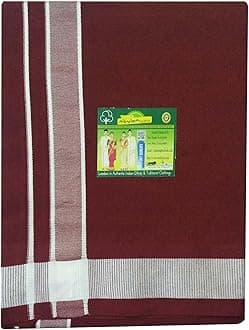 Men's Cotton Colored Dhoti with Fancy Border Kerala-style Veshti Mundu Kaili Lungi 2.0 Mtrs