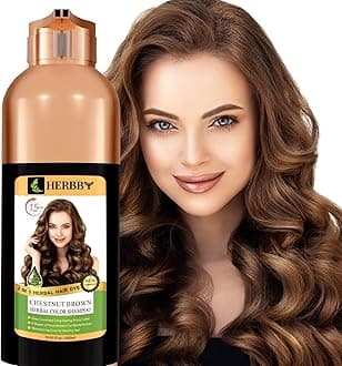 HERBBY Gray Hair Coverage Shampoo & Conditioner - Color Transform with 9 Herbal Extracts, Long-Lasting (6-8 Weeks), Shiny, Even Coloring, Instant Hair Dye, 500 ml (CHESTNUT BROWN)