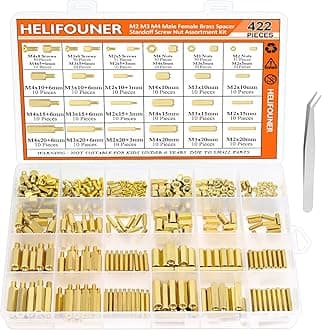 422 Pieces M2 M3 M4 Male Female Hex Brass Spacers Standoffs Screws Nuts Assortment Kit, Threaded Pillar for Printed Circuit Board Motherboard