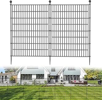 jinligogo Decorative Fences (10 Panels) - Traditional Black Iron Garden Fence