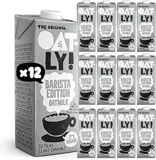 Oatly Barista Edition Oat Milk - Crafted for Coffee | Dairy-Free, Plant-Based, Shelf-Stable Milk that makes Perfect Foam (32 oz, 12-pack)
