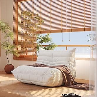 Bean Bag Chair, Fireside Chair, Large Bean Bag Chair for Adults, Bean Bag Chairs for Teens with High-Resilience Foam, Non-Slip Base Floor Lounge Sofa,Living Room (White, Single)