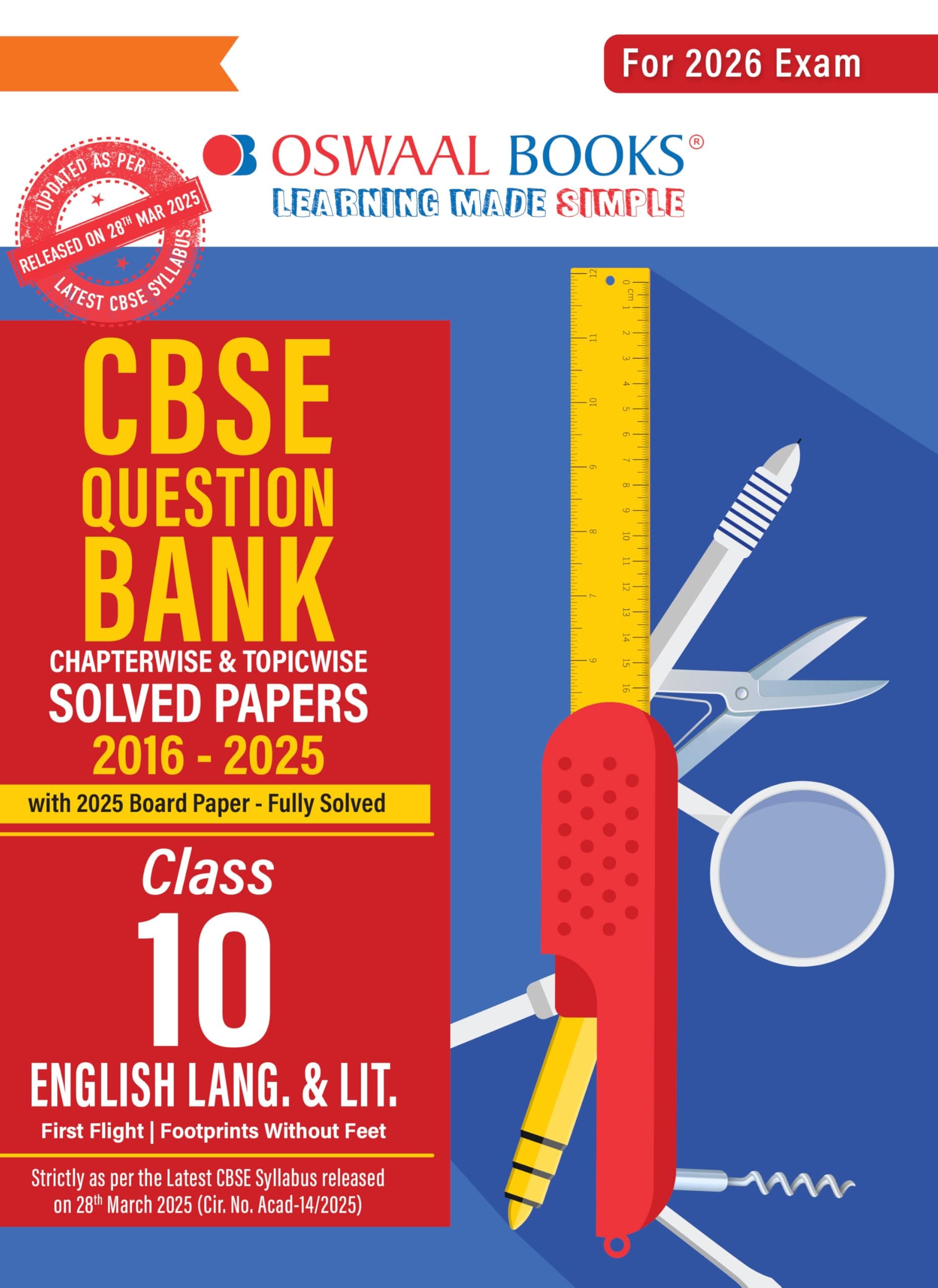 Oswaal CBSE Question Bank Chapterwise and Topicwise SOLVED PAPERS Class 10 ENGLISH LANGUAGE & LITERATURE For Exam 2026