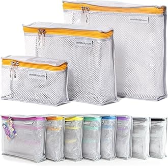 Travel Toiletry Bag Set of 3 – Clear TSA Approved Toiletry Bags for Women – Reusable Water-Resistant Makeup Organizer Pouches for Skincare, Cosmetics, Travel Accessories, Airport Packing - Orange