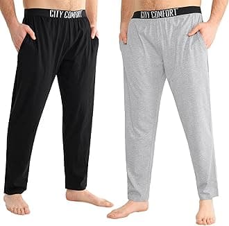 Mens Pyjama Bottoms - Jersey Lounge Pants with Pockets, Pack of 2