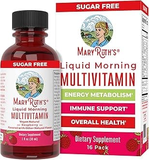 Multivitamin for Women Men & Kids by MaryRuth's | No Added Sugar | Morning Raspberry | Liquid Vitamins for Adults & Kids | Mens, Womens Multivitamin | Energy & Beauty Booster | 16-1 Fl Oz Bottles