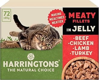 Harringtons Complete Wet Pouch Grain Free Hypoallergenic Adult Cat Food Meaty in Jelly Pack 72x85g - Beef, Chicken, Lamb & Turkey - Making Mealtimes Meatier