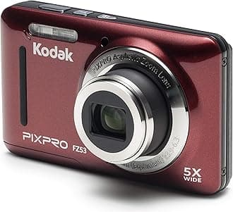 Kodak PIXPRO Friendly Zoom FZ53 16 MP Digital Camera with 5X Optical Zoom and 2.7 LCD Screen (Red) by Kodak