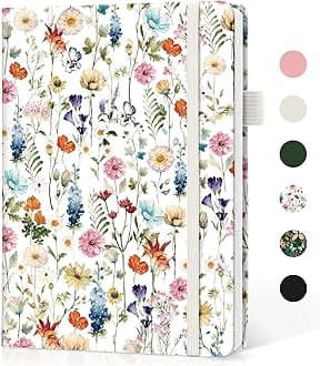 Taja Lined Journal Notebook for Women & Men, Hardcover Leather Journal for writing, A5 College Ruled Notebook for Work & Note Taking, Perfect for Office School Home Supplies, 160 Pages, Garden