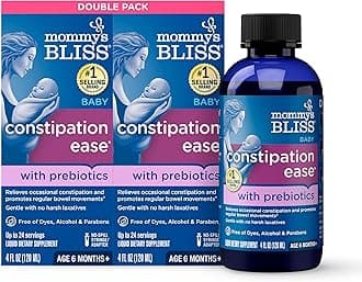 Mommy's BlissConstipation Ease with Prebiotics, Promotes Bowel Movements, Gentle & Safe, No Harsh Laxatives, Age 6 Months+, 4 Fl Oz (Pack of 2)