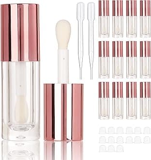 COSIDEA 14pcs Empty Rose Gold 6ml big doe foot wand lip gloss tubes for DIY lipgloss, White round lipgloss containers tube, Rose Gold, 4-4.5 Years 3X-Narrow Little Kid, 20 EU (LG023B)