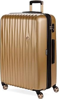 SwissGear 7272 Energie Hardside Expandable Luggage with Spinner Wheels, Gold, Checked-Large 27-Inch, 7272 Energie Hardside Expandable Luggage With Spinner Wheels