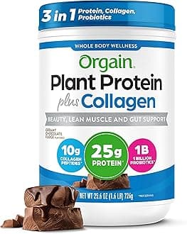 Protein Powder + Collagen, Creamy Chocolate Fudge - 25g of Protein, 10g Collagen Peptides, Type I & III, 1B CFU Probiotics, Supports Hair, Skin, Nail, Joint & Gut Health, Gluten Free - 1.6lb