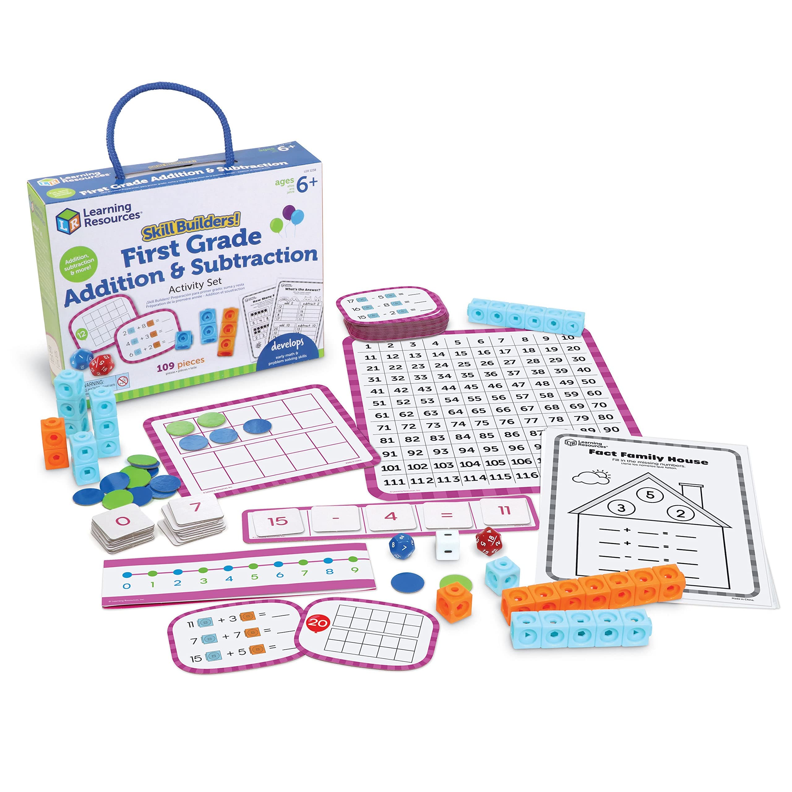 Learning Resources Skill Builders! First Grade Addition and Subtraction - Math Manipulatives, Number Recognition Skills, Classroom Must Haves, Teaching Materials, Back to School Essentials