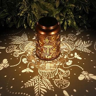 Solar Lanterns Outdoor Waterproof Bee Mushroom Decoration Gifts for Women Mon Grandma Hanging Solar Lights for Outside Metal LED Lanterns for Yard, Patio, Garden Decor