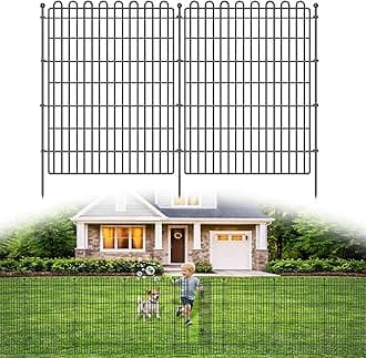 5 Panels No Dig Decorative Garden Fence with Gate for Yard, 40 in(H) X 11.8 ft(L) Animal Barrier Fencing for Outdoor Dog, Metal Portable Garden Fences for Borders, Pets, Landscape, Temporary Fence