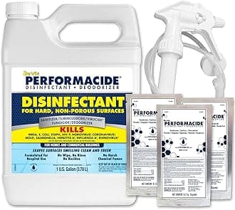 PERFORMACIDE Disinfectant - Kills COVID-19 Virus in 30 Seconds - No Rinse, No Wipe, No Residue - Just Add Water - Gallon Kit with 3 Refill Pouches & Sprayer (102000)