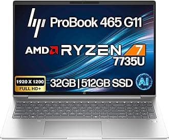 ProBook 465 460 G11 Business Laptop 16” FHD+ Display, AMD Ryzen 7 7735U, 32GB DDR5 RAM, 512GB NVMe, Wi-Fi 6E, RJ-45, Webcam, Backlit Keyboard, Win 11 Pro - Pike Silver Aluminum