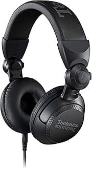 Panasonic EAH-DJ1200EK Professional DJ Wired Over-Ear Headphones with 270° Swivel Housing, Locking Detachable Cord, Lightweight Foldable Design - Black