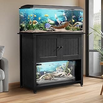 Tatub 40-50 Gallon Fish Tank Stand, Aquarium Stand with Storage Cabinet for 10-50 Gallon Fish Tank, Turtle Tank, Reptile Tank, Heavy Duty Metal Frame 1000 LBS Capacity, Dark Black, FTSBR1