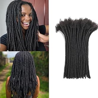 Locs Extension Human Hair 0.6cm Dreadlock Extension 12 Inch 30 Str Natural Black Human Hair Locs Full Handmade Permanent Dreadlock Extension Can Be Dyed and Bleached for Women Men