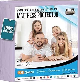 Utopia Bedding Waterproof Mattress Protector Queen Size, Premium Terry Mattress Cover 200 GSM, Breathable, Fitted Style with Stretchable Pockets (Lavender)