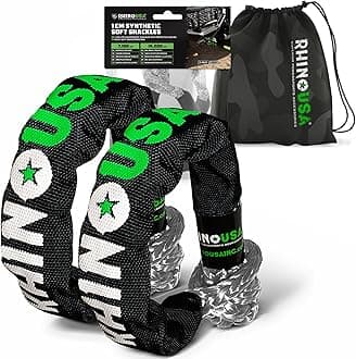 Rhino USA Synthetic Soft Shackle Rope (2-Pack) - 1 cm x 56 cm (14.243 kg Min Break Strength) Offroad Soft Shackle Recovery Kit for Truck, UTV, ATV - Compatible With Jeep, Toyota, Ford & More!