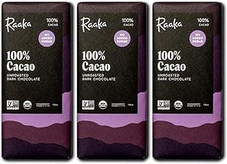 - Raaka 100% Dark Chocolate Bars - Unsweetened, Bitter, Sugar Free, Pure Cacao - Organic, Vegan, Soy Free, Gluten Free, Kosher, Keto, Nut Free - 1.8oz 100% Chocolate Bars, 3-Pack