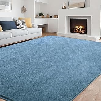 Rururug Rugs Living Room Large 200x300 cm Super Soft and Fluffy Rugs for Bedroom, Modern Plain Fluffy Large Area Rugs Machine Washable Anti-Slip Carpet, Dusk Blue Rug
