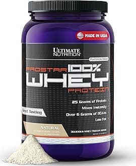 - Ultimate Nutrition Prostar Whey Protein Powder Isolate, Natural - Low Carb, High Protein Powder Shake for Muscle Gain & Recovery - Low Sodium, Low-Fat & Keto Friendly - 2 lbs Tub