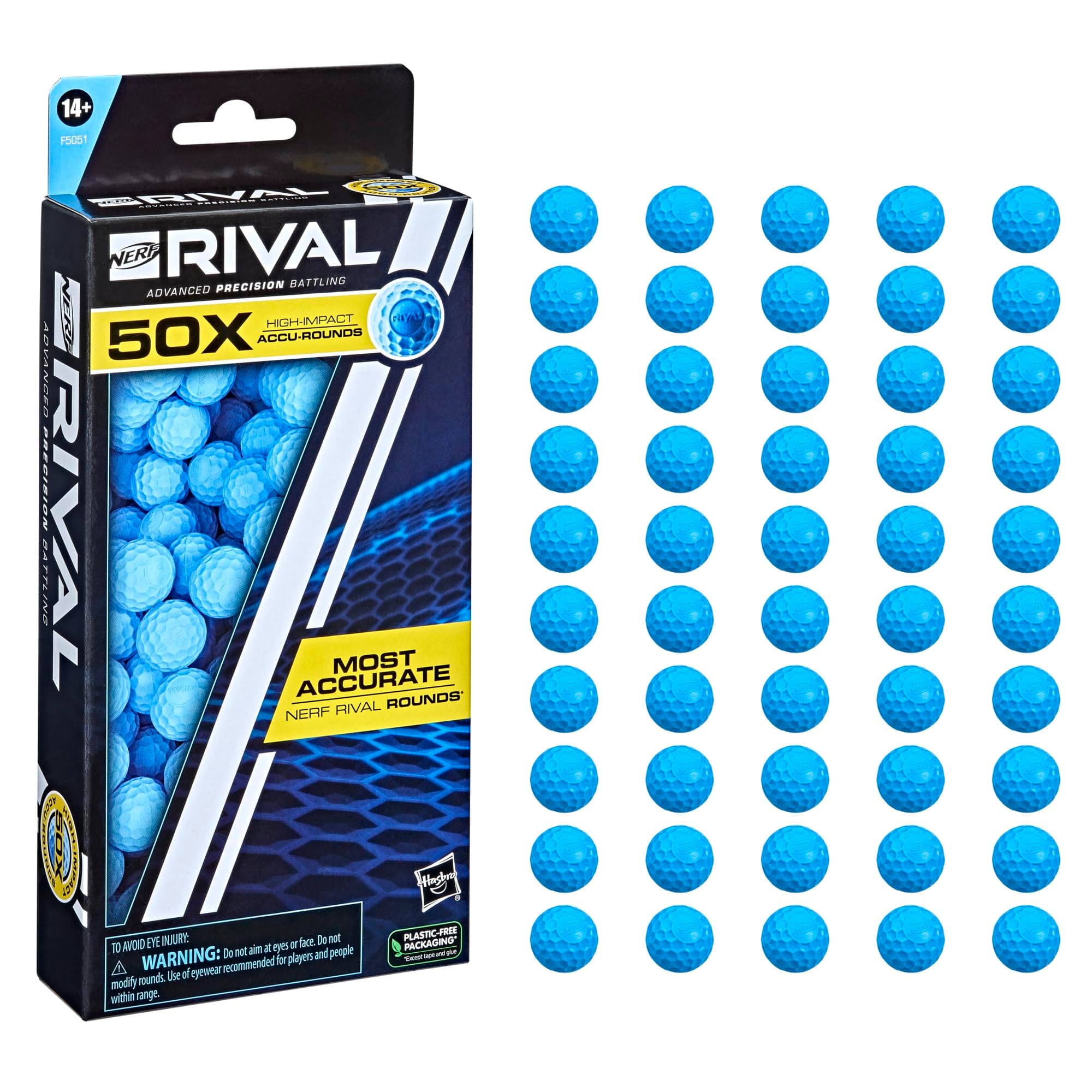 Rival 50 Accu-Round Refill, The Most Accurate Nerf Rival Rounds (Multicolor)