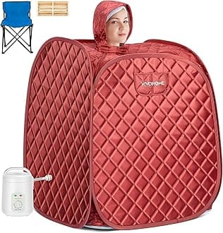 VIVOHOME Portable Personal Steam Sauna Spa with 1.8L 800 Watt Steam Generator, Foldable Chair, Home Sauna Spa Tent for Detox Relaxation, Brown