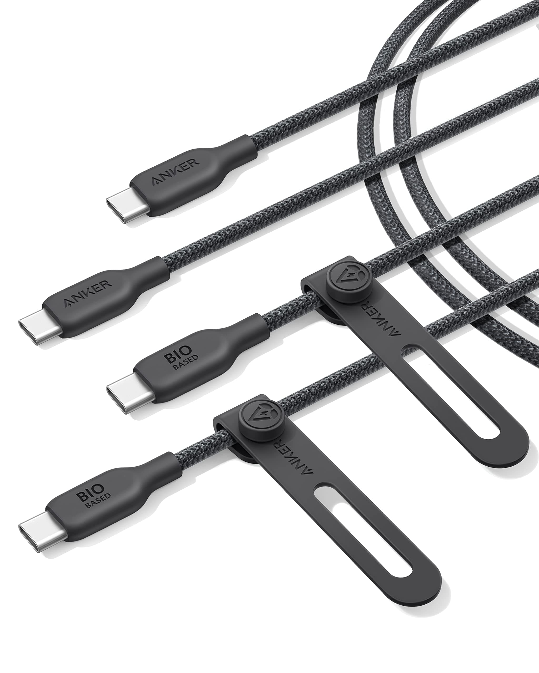 Anker USB C to USB C Cable (240W,6ft,2pack), Bio-Braided USB C Charger Cable, Fast Charge for MacBook Pro 2020, iPad Pro 2020, iPad Air 4, Samsung Galaxy S23+/S23 Ultra, Pixel(USB 2.0)