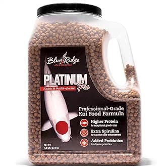 Blue Ridge Fish Hatchery Koi & Goldfish Food, 4.5 lb, Floating Pellets, High Protein, Color Enhancer, Immune Support, All Season