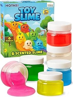 Pack of 6 Toy Slime Multicolored Fruit Scented Slime Gel Putty Set Kit Birthday Gift Toys for Boys Girls Kids 3 4 5 10 Years Boy Girl Kids 300 gm Slimy Gel