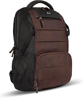 Aspire 3 19"/35L Faux Leather Large Water Resistant 5 Compartment Laptop Backpack/Casual Backpack/Daypack/Travel Backpack/College Bag For Men/Women(Brown-Black)