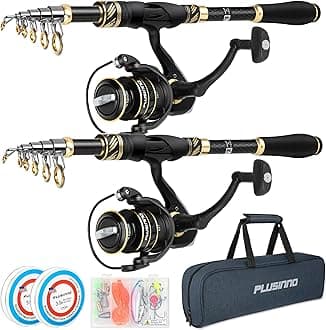 PLUSINNOFishing Pole Fishing Rod and Reel Combos Carbon Fiber Telescopic Fishing Pole with Spinning Reels Sea Saltwater Freshwater Kit Fishing Rod Kit