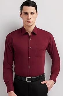 Peter England Men's Everyday Solid Slim Fit Full Sleeve Formal Shirt | Cotton-Rich
