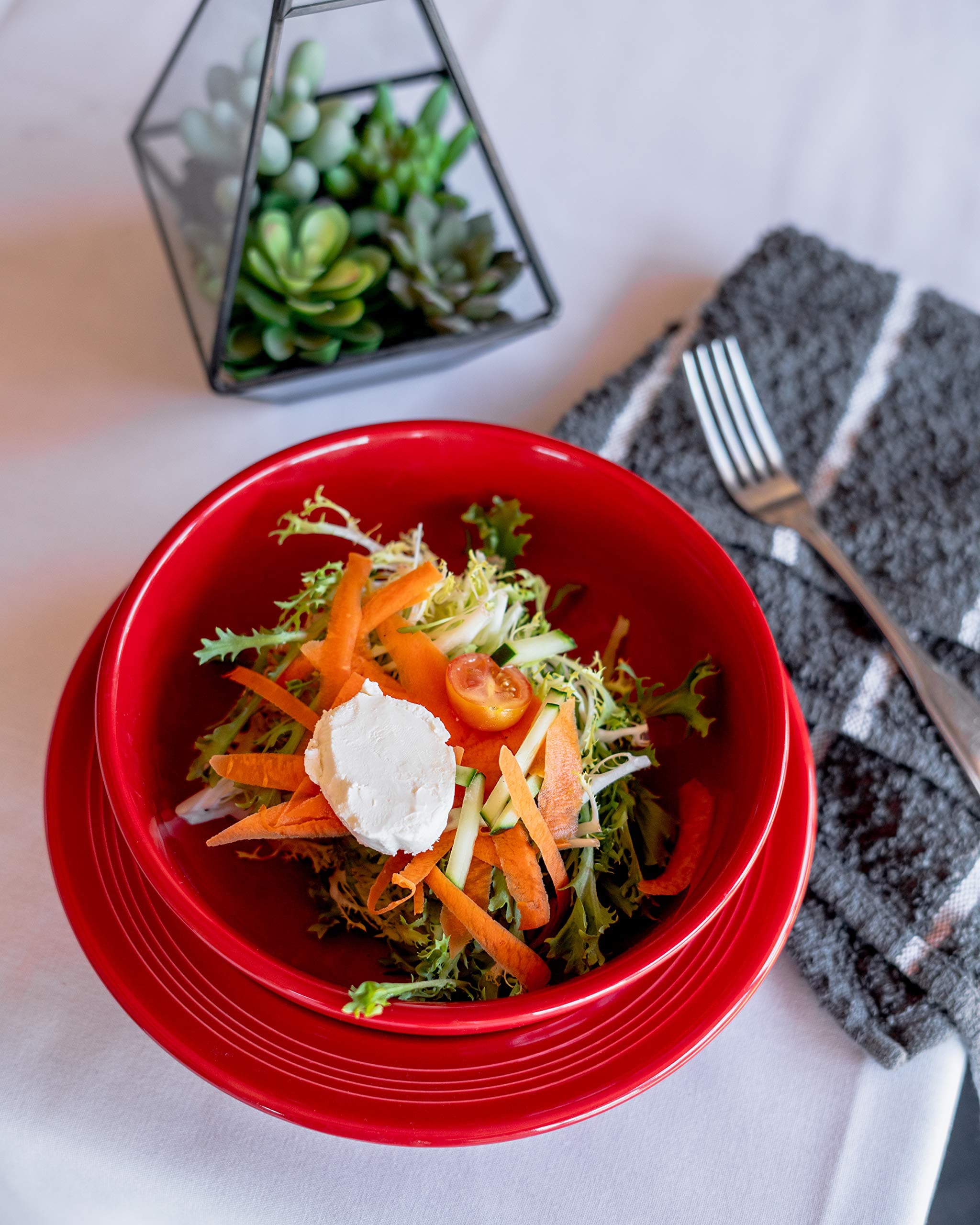 Concentrix 3PC Nested Serving Bowls Ceramic, 35oz/58oz/75.5oz, Cayenne Red; Heavy Duty; Chip Resistant; Lead and Cadmium Free; Freezer to Oven Safe up to 500F