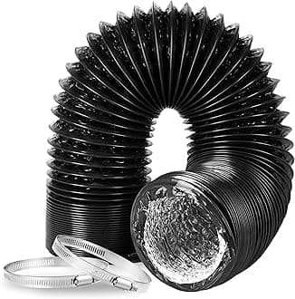 Dryer Vent Hose, 4" Insulated Flexible Duct 25FT with 2 Clamps, Heavy Duty Four Layer Protection for Heating Cooling Ventilation and Exhaust, Black