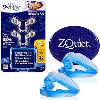 - ZQuiet Anti-Snoring Mouthpiece Solution, 2 Size Comfort System Starter Kit + Nasal Dilator (2 Pack / 30 Day Supply) - Made in USA & FDA Cleared