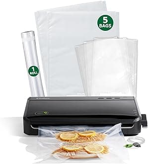 Vacuum Sealer Machine, Automatic Bag Detection, Sous Vide Friendly, with sealer bags, roll, handheld vacuum sealer, black