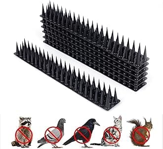 Pigeon Spikes (Pack of 20) Anti Bird Control for Balcony, Railing, Home Window Protection from Pigeon, Cat, Monkey, Crow, Kabootar, Split AC, Spikes with Double Sided Tape (Black)