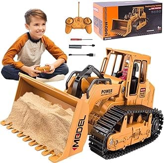 1/20 Construction Bulldozer Toy - Kids Toy Engineering Digger Truck, Remote Control Hydraulic Toy Car for 6 7 8 9 Year Old Boys Girls, Beginner Car Tractor Vehicle Birthday Gifts for Kids