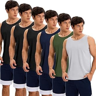 6 Pack Men's Quick Dry Workout Tank Tops Breathable Gym Sleeveless Muscle Shirts for Active Men